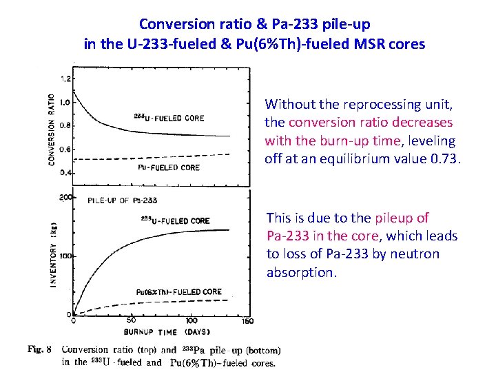 Conversion ratio & Pa-233 pile-up in the U-233 -fueled & Pu(6%Th)-fueled MSR cores Without