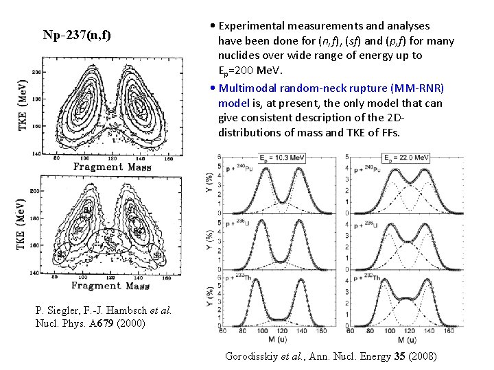 Np-237(n, f) • Experimental measurements and analyses have been done for (n, f), (sf)