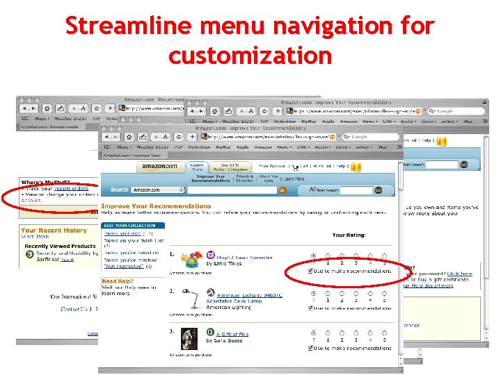 Streamline menu navigation for customization 20 