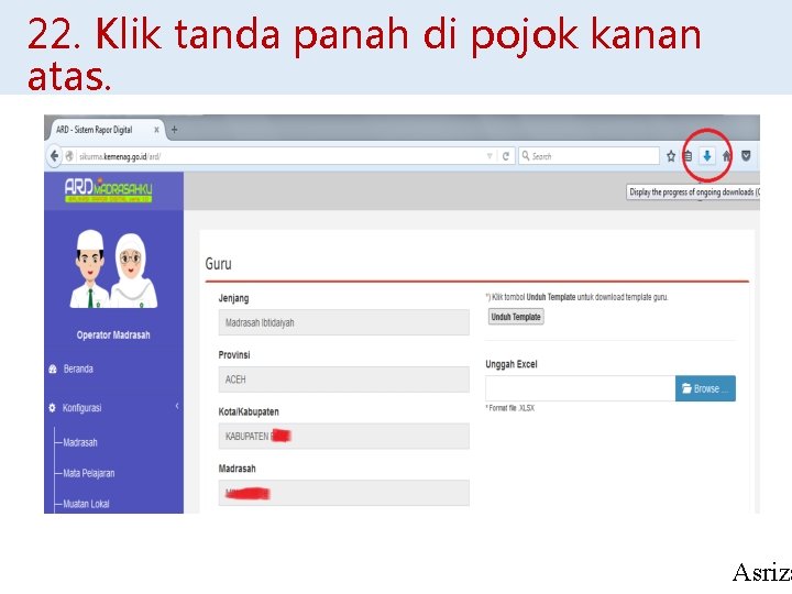 22. Klik tanda panah di pojok kanan atas. Asriza 