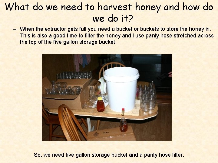 What do we need to harvest honey and how do we do it? –