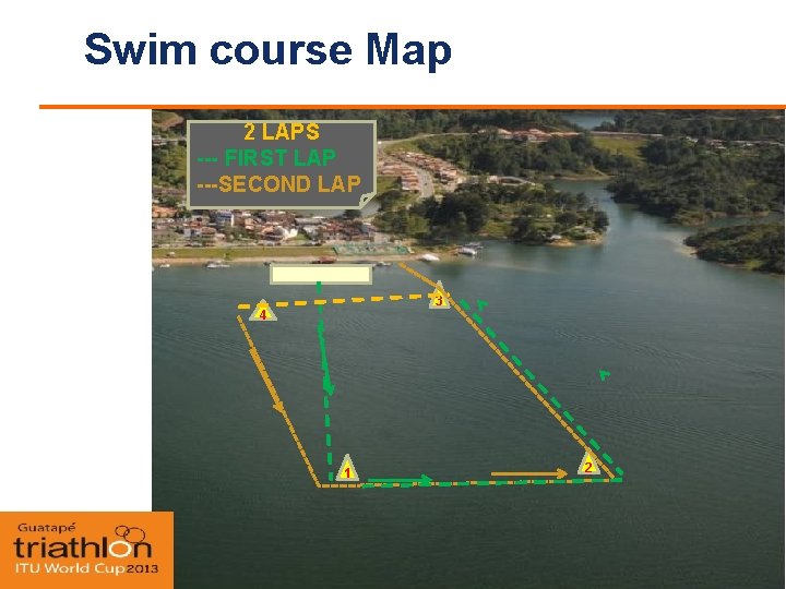 Swim course Map 2 LAPS --- FIRST LAP ---SECOND LAP 3 4 1 <Insert