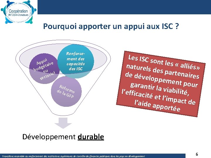 Pourquoi apporter un appui aux ISC ? ui p p A taire gé bud