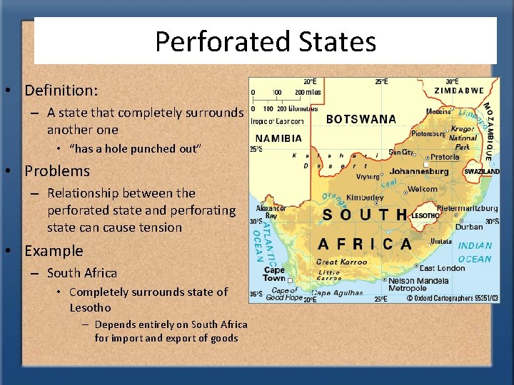 Perforated States • Definition: – A state that completely surrounds another one • “has