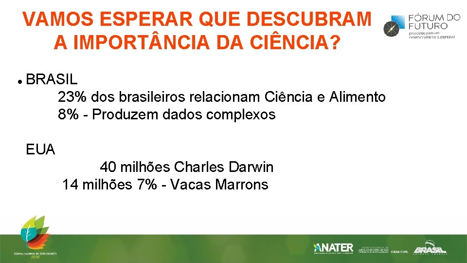 VAMOS ESPERAR QUE DESCUBRAM A IMPORT NCIA DA CIÊNCIA? BRASIL 23% dos brasileiros relacionam