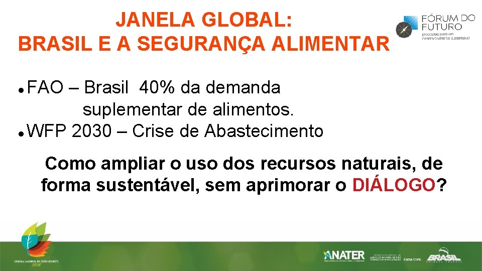 JANELA GLOBAL: BRASIL E A SEGURANÇA ALIMENTAR FAO – Brasil 40% da demanda suplementar