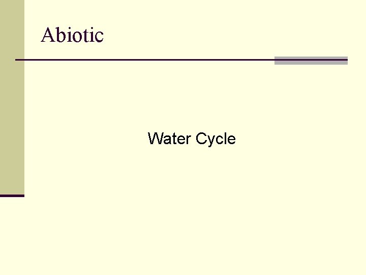 Abiotic Water Cycle 