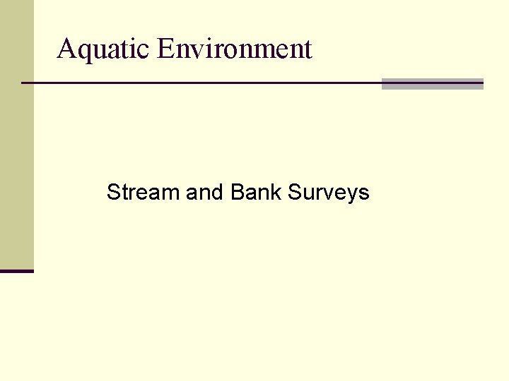 Aquatic Environment Stream and Bank Surveys 