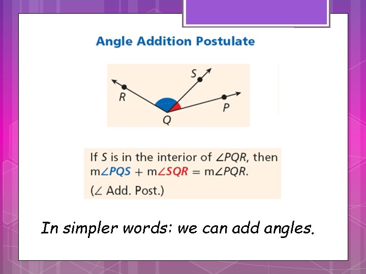 In simpler words: we can add angles. 