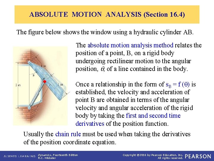 ABSOLUTE MOTION ANALYSIS (Section 16. 4) The figure below shows the window using a