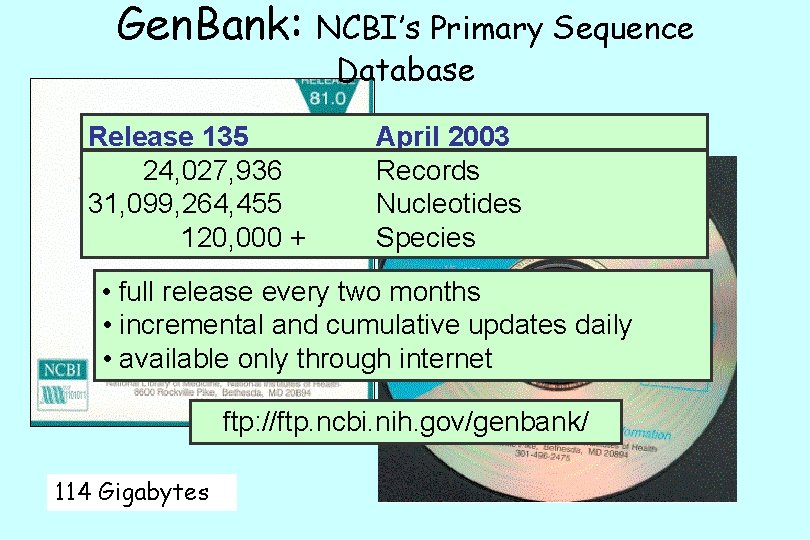 Gen. Bank: NCBI’s Primary Sequence Database Release 135 24, 027, 936 31, 099, 264,