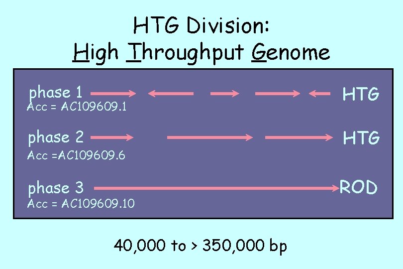 HTG Division: High Throughput Genome phase 1 HTG phase 2 HTG phase 3 ROD