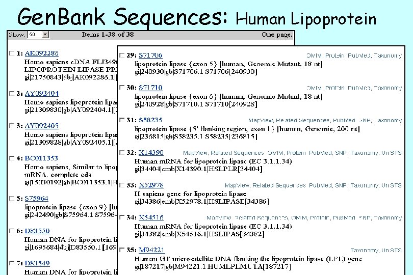 Gen. Bank Sequences: Lipase Human Lipoprotein 