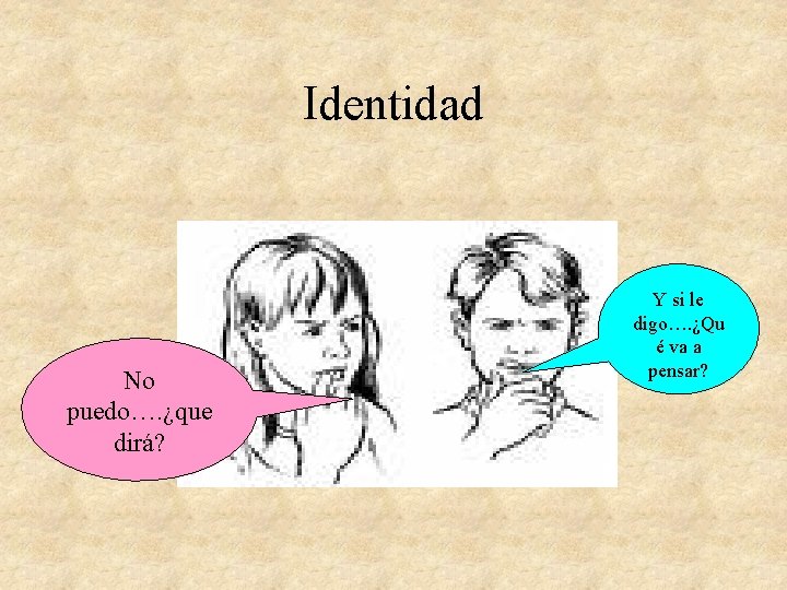 Identidad No puedo…. ¿que dirá? Y si le digo…. ¿Qu é va a pensar?