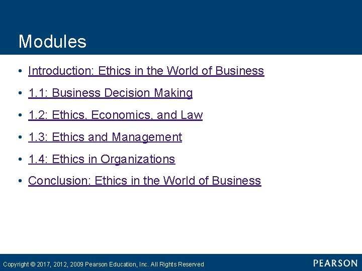 Modules • Introduction: Ethics in the World of Business • 1. 1: Business Decision
