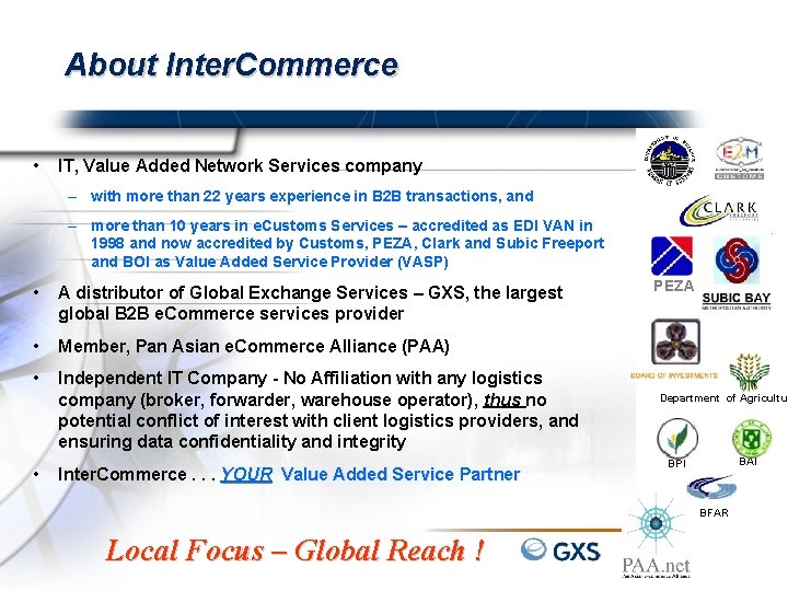 About Inter. Commerce • IT, Value Added Network Services company – with more than