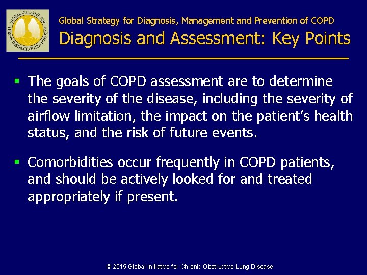 Global Strategy for Diagnosis, Management and Prevention of COPD Diagnosis and Assessment: Key Points