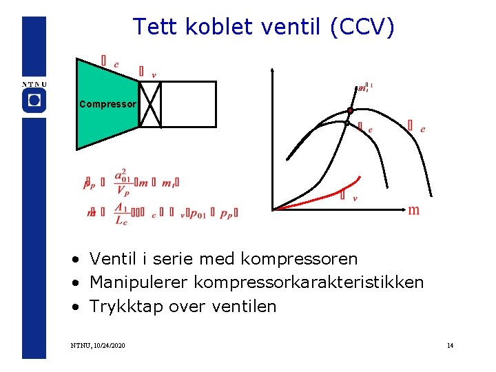 Tett koblet ventil (CCV) Compressor • Ventil i serie med kompressoren • Manipulerer kompressorkarakteristikken