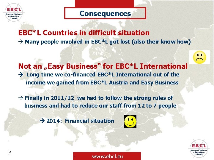 Consequences EBC*L Countries in difficult situation à Many people involved in EBC*L got lost