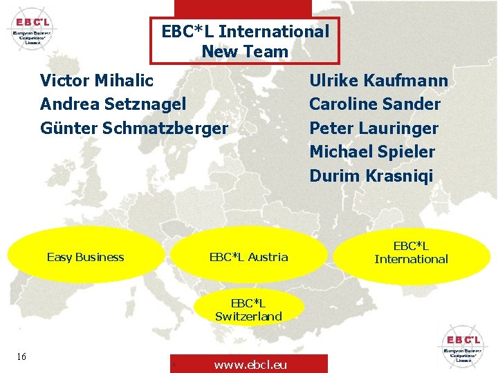 EBC*L International New Team Victor Mihalic Andrea Setznagel Günter Schmatzberger Easy Business Ulrike Kaufmann