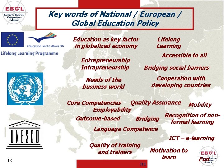 Key words of National / European / Global Education Policy Education as key factor