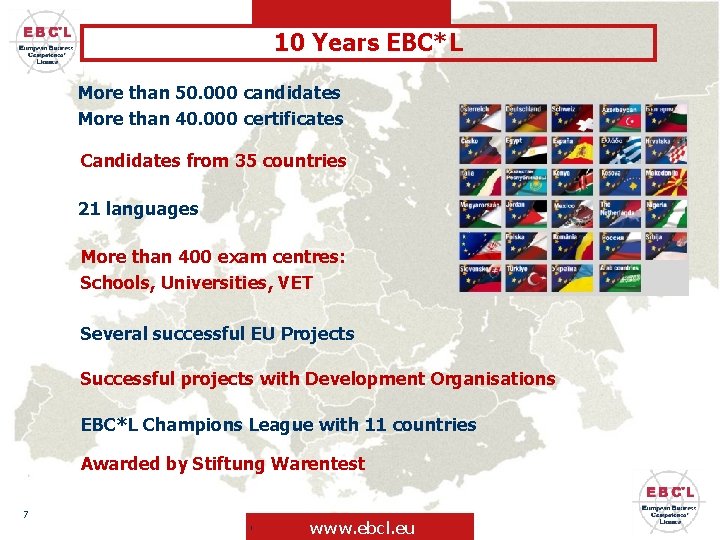 10 Years EBC*L More than 50. 000 candidates More than 40. 000 certificates Candidates