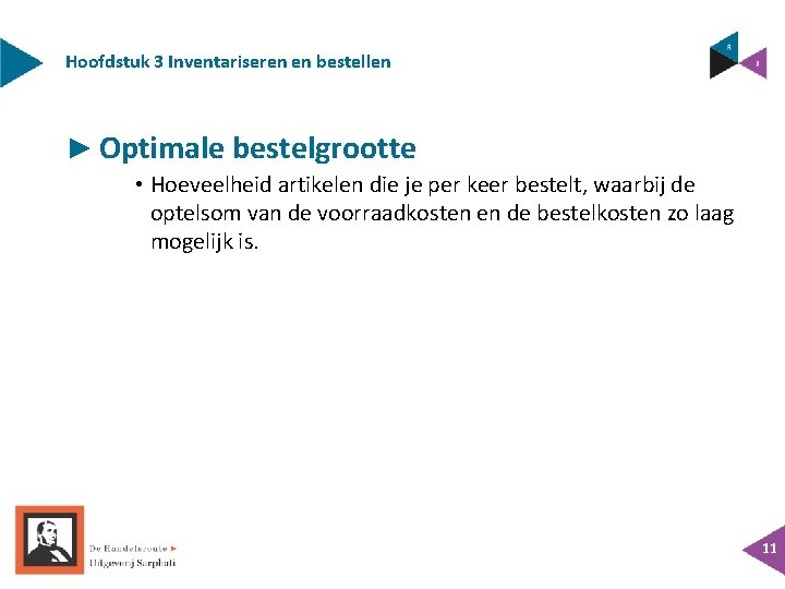 Hoofdstuk 3 Inventariseren en bestellen ► Optimale bestelgrootte • Hoeveelheid artikelen die je per