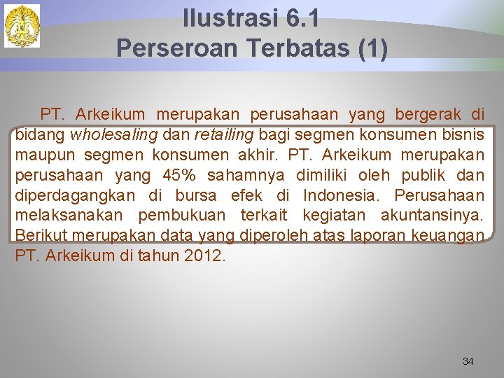 Ilustrasi 6. 1 Perseroan Terbatas (1) PT. Arkeikum merupakan perusahaan yang bergerak di bidang