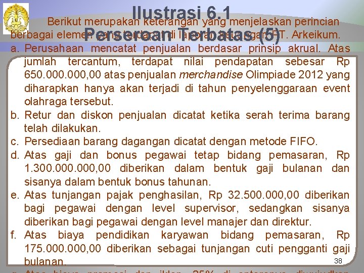 Ilustrasi 6. 1 Perseroan Terbatas (5) Berikut merupakan keterangan yang menjelaskan perincian berbagai elemen