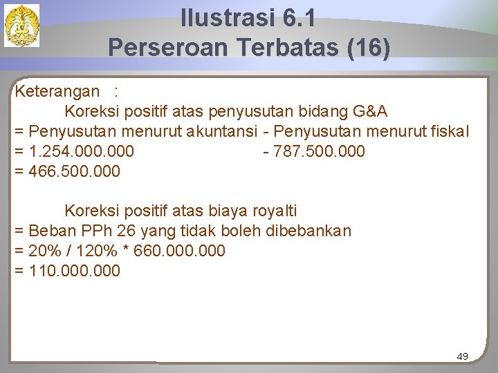 Ilustrasi 6. 1 Perseroan Terbatas (16) Keterangan : Koreksi positif atas penyusutan bidang G&A