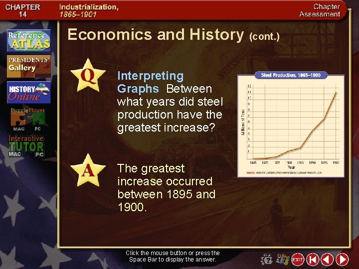 Economics and History (cont. ) Interpreting Graphs Between what years did steel production have