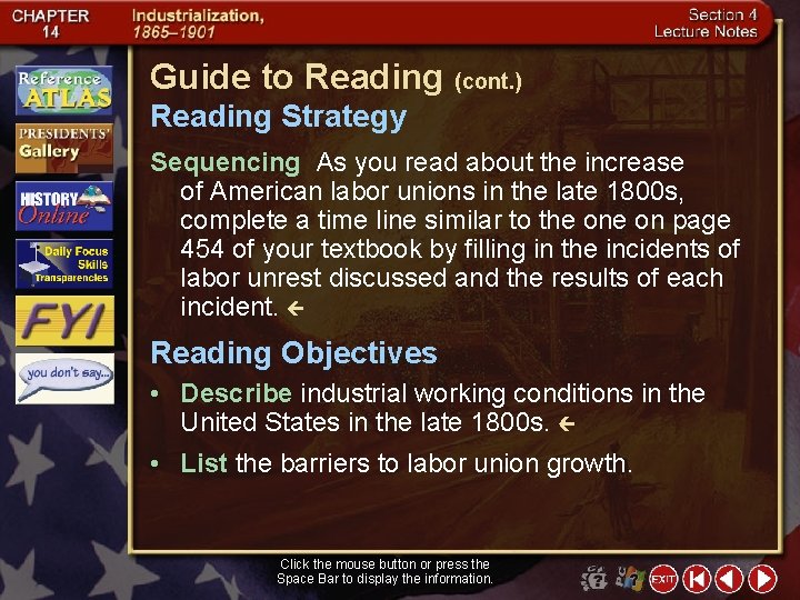 Guide to Reading (cont. ) Reading Strategy Sequencing As you read about the increase