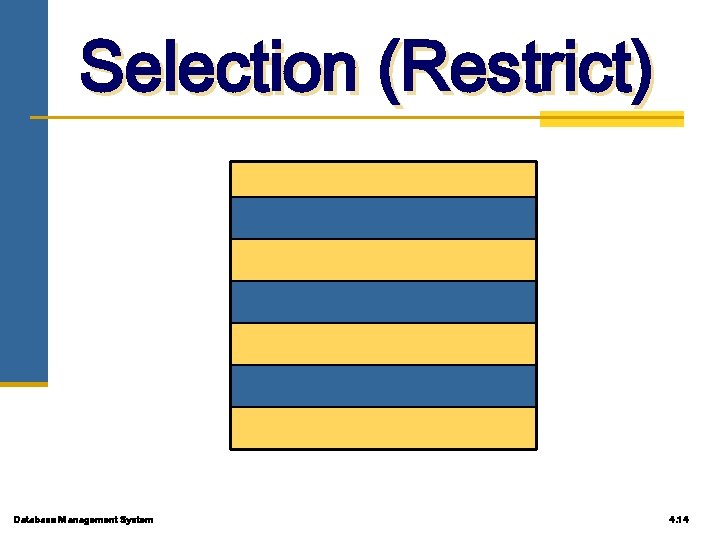 Selection (Restrict) Database Management System 4. 14 