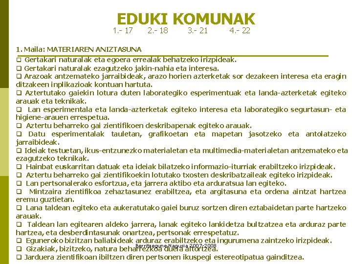 EDUKI KOMUNAK 1. - 17 2. - 18 3. - 21 4. - 22