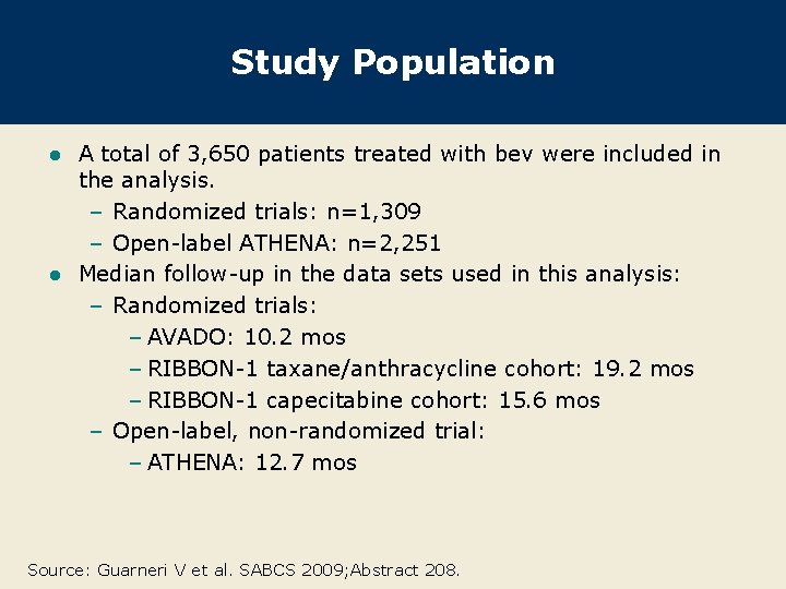 Study Population A total of 3, 650 patients treated with bev were included in