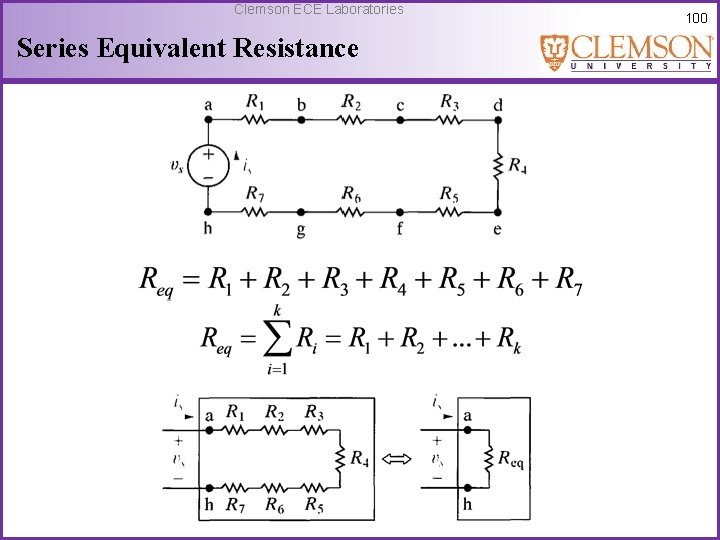 Clemson ECE Laboratories Series Equivalent Resistance 100 