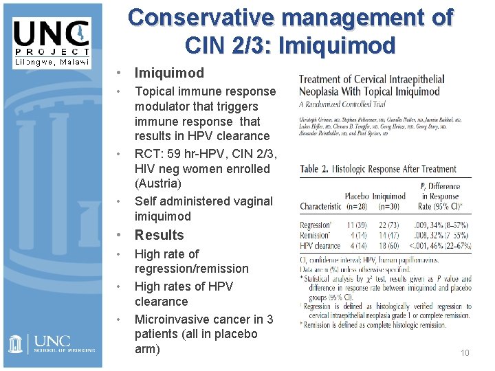 Conservative management of CIN 2/3: Imiquimod • Imiquimod • • • Topical immune response