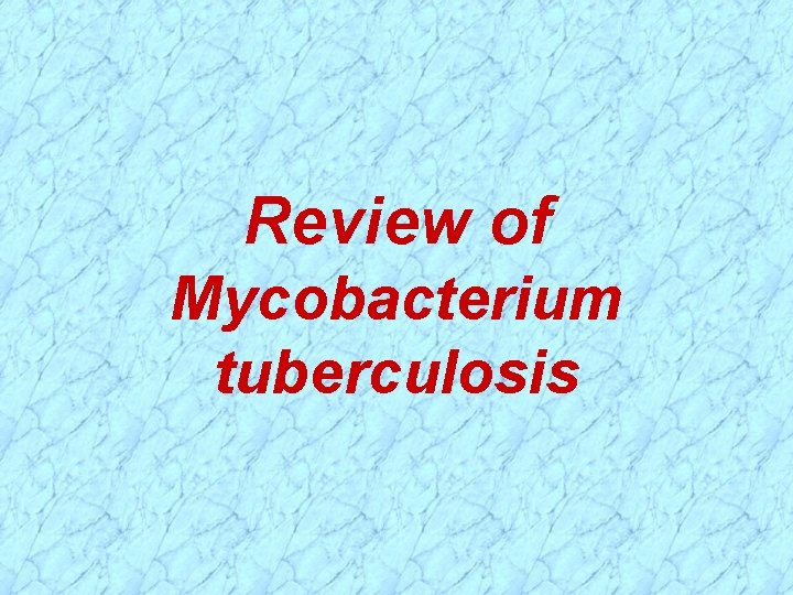 Review of Mycobacterium tuberculosis 
