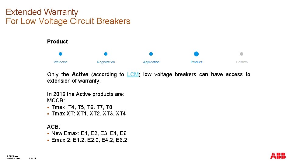 Extended Warranty For Low Voltage Circuit Breakers Product Only the Active (according to LCM)