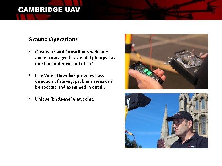 Cambridge UAV Aerial Survey of Fragile or Difficult