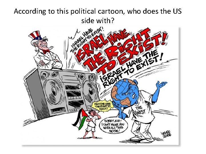 According to this political cartoon, who does the US side with? 