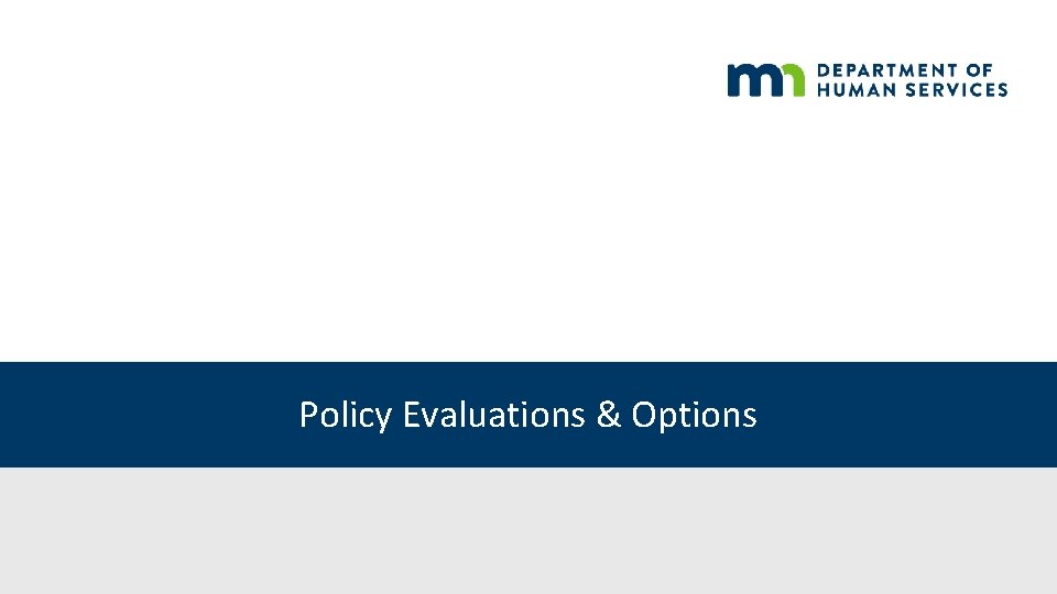 Policy Evaluations & Options 