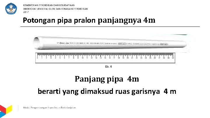 Potongan pipa pralon panjangnya 4 m Gb. 6 Panjang pipa 4 m berarti yang