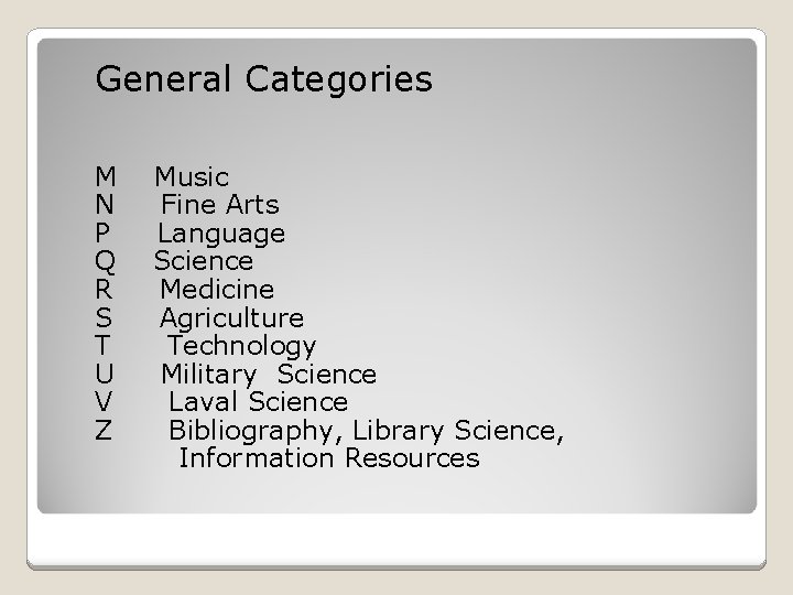 General Categories M N P Q R S T U V Z Music Fine