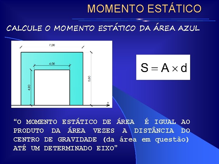 MOMENTO ESTÁTICO CALCULE O MOMENTO ESTÁTICO DA ÁREA AZUL “O MOMENTO ESTÁTICO DE ÁREA MOMENTO ESTÁTICO CALCULE O MOMENTO ESTÁTICO DA ÁREA AZUL “O MOMENTO ESTÁTICO DE ÁREA