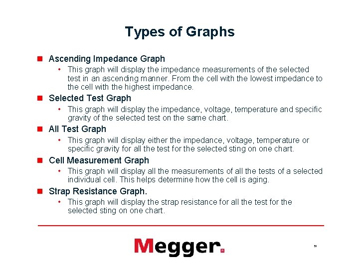 Types of Graphs n Ascending Impedance Graph • This graph will display the impedance