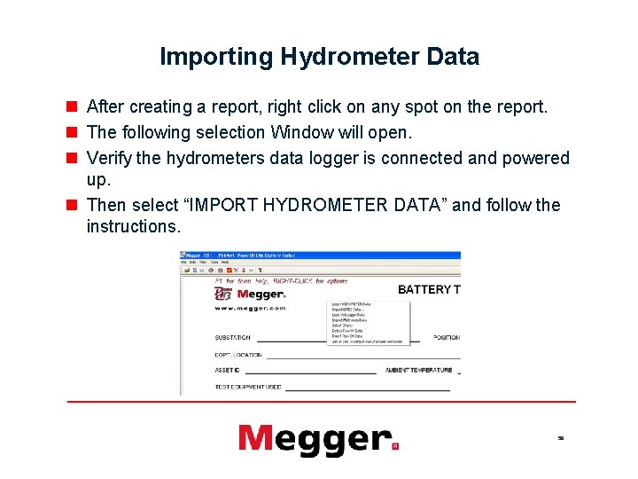 Importing Hydrometer Data n After creating a report, right click on any spot on