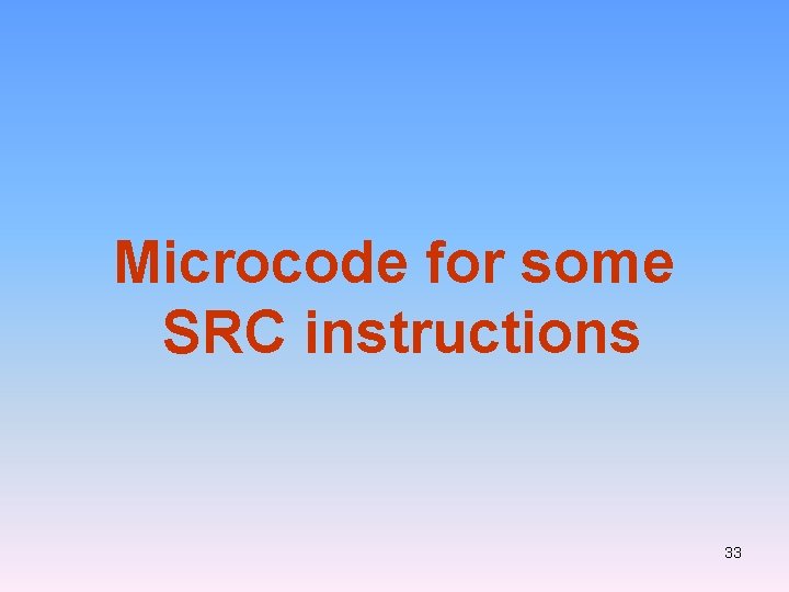 Microcode for some SRC instructions 33 