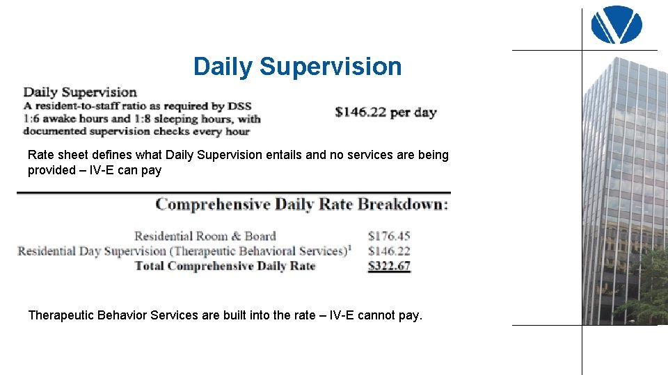 Daily Supervision Rate sheet defines what Daily Supervision entails and no services are being