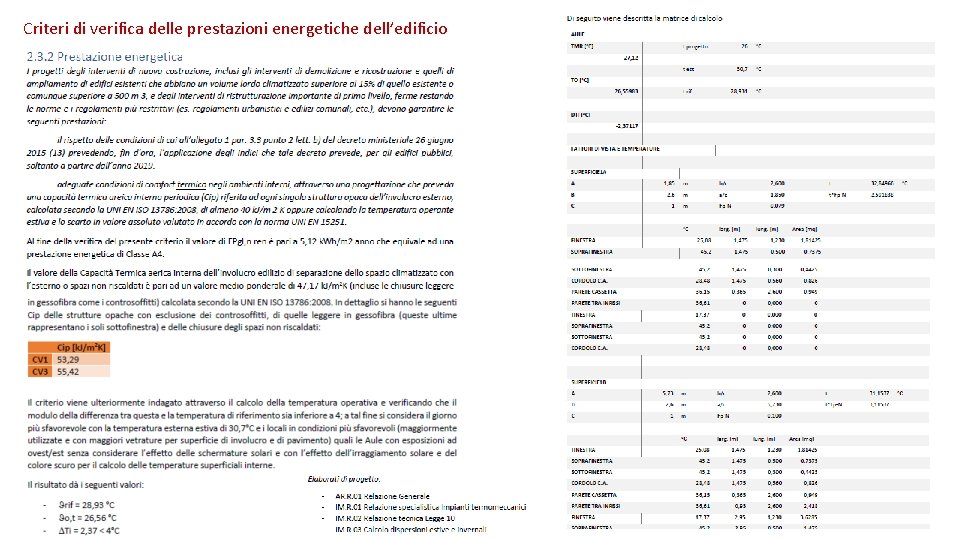 Criteri di verifica delle prestazioni energetiche dell’edificio 